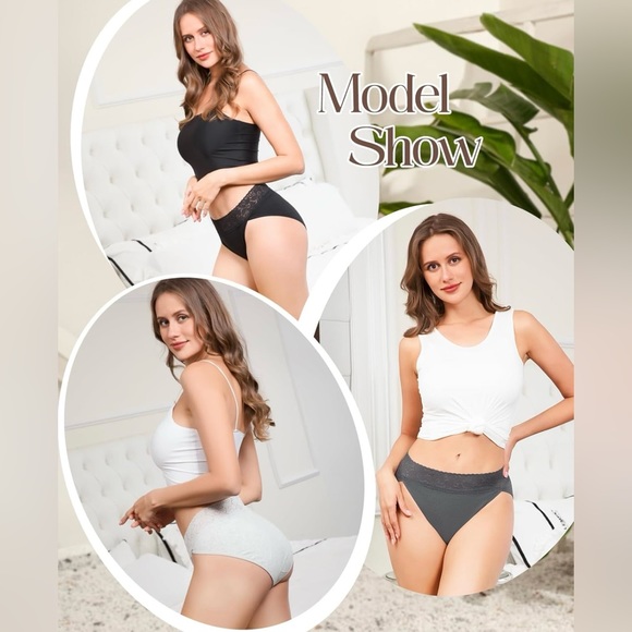 RHYFF Women’s Underwear Panties High Cut Lace Panty Stretch Soft Hipster - NWT - Picture 2 of 10